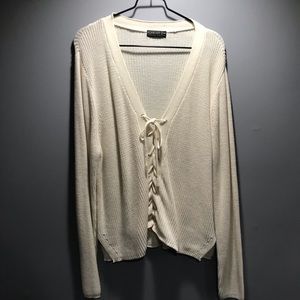 2/$15 Forever 21 plus size cream lace up sweater